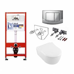 Комплект унитаз безободковый Villeroy&Boch Avento Direct flush и инсталляция TECE base kit 4в1